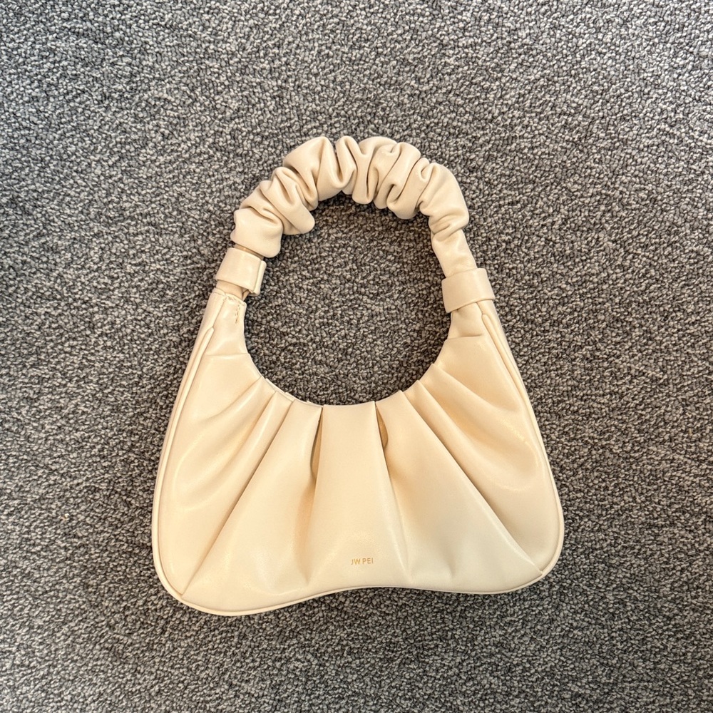 JW PEI Cream Ruched Shoulder Bag